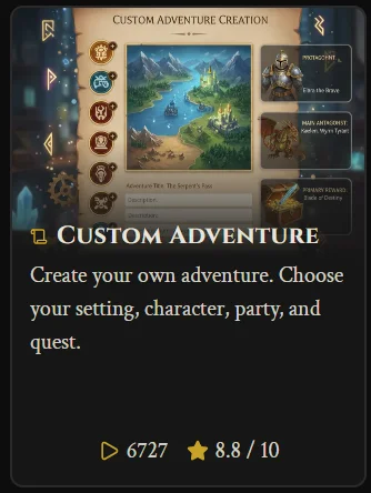 The Custom Adventure card