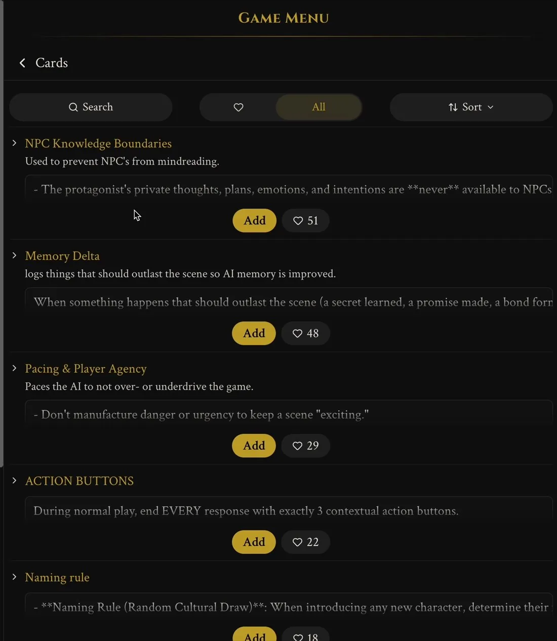 The Browse cards library