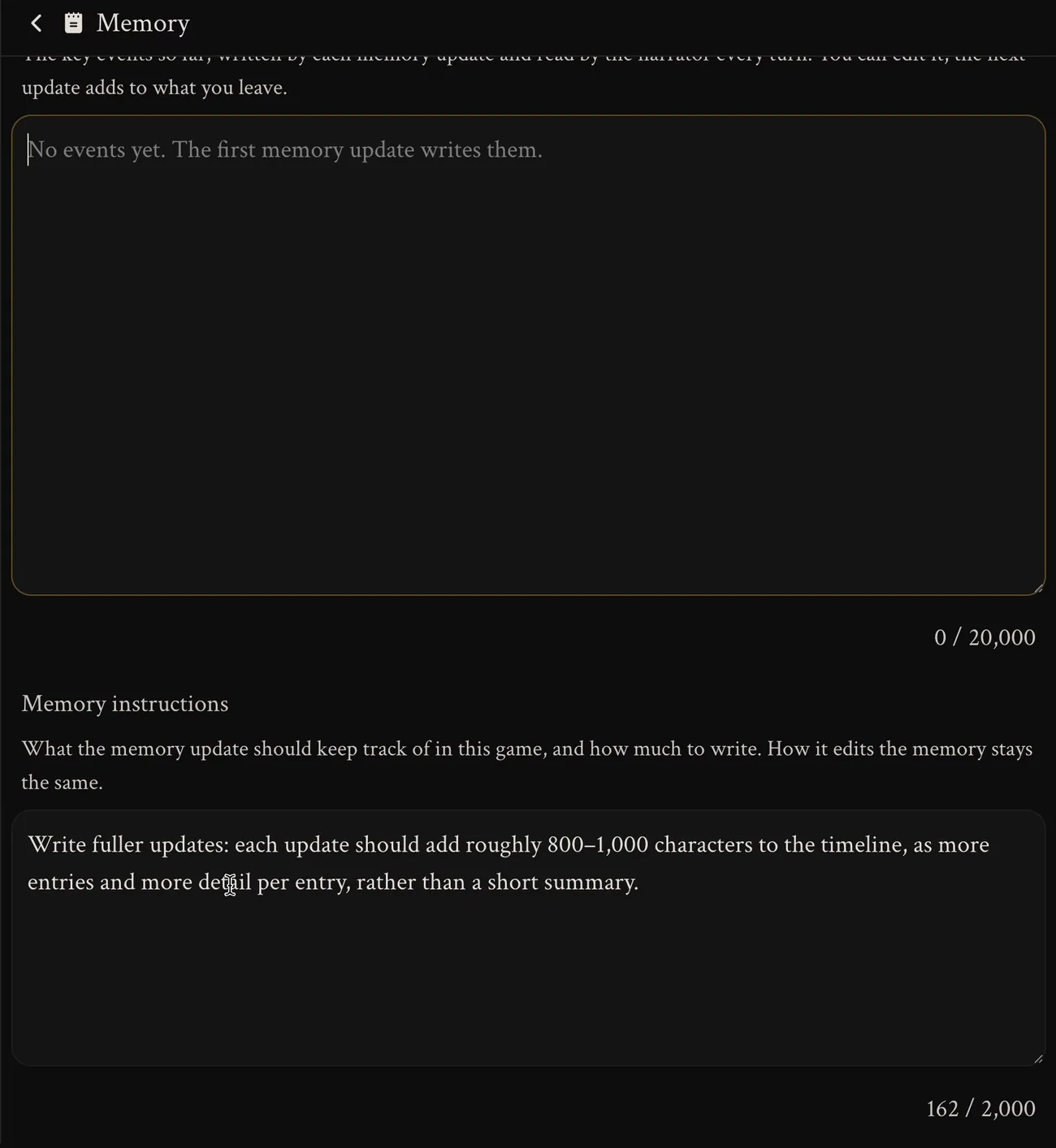 The Timeline and Memory instructions