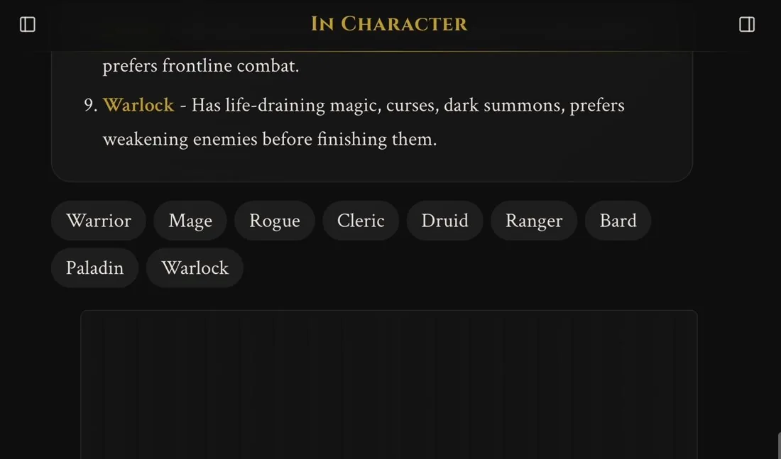 Quick reply buttons under the narrator's message